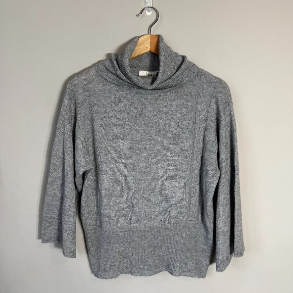 Anthropologie Sparrow Bell Sleeve Wool Turtleneck Sweater Pullover Womens M Gray - Picture 2 of 12